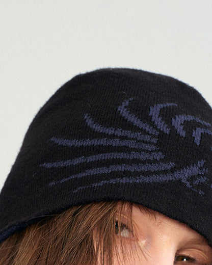 Swirled Knitted Logo Beanie -  swirl pattern - Stylish Swirled Knitted Logo Beanie - View 6