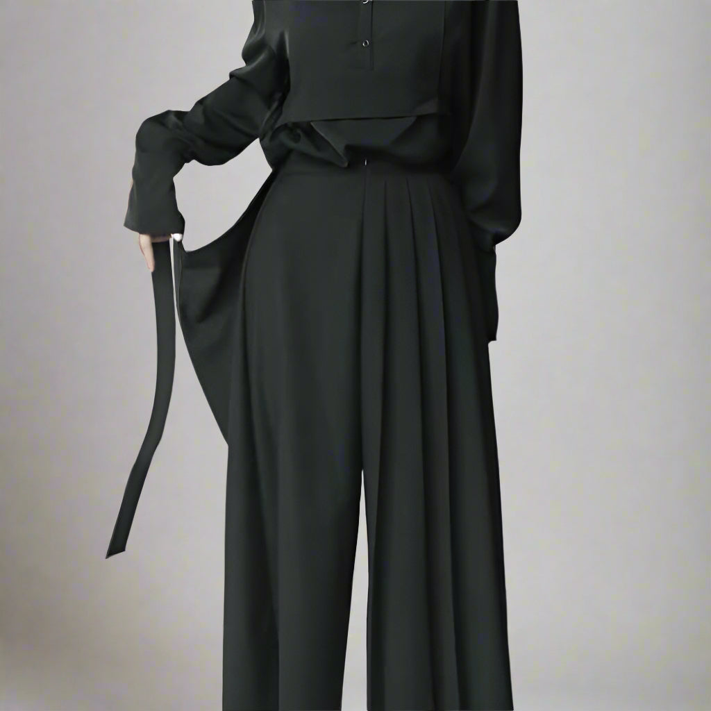 Timeless Flowing Pants -  ankle-length trousers - Timeless Flowing Pants with Elegant Hakama Style - View 3