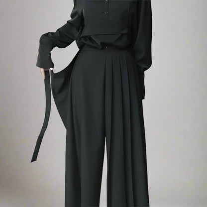 Timeless Flowing Pants -  ankle-length trousers - Timeless Flowing Pants with Elegant Hakama Style - View 3