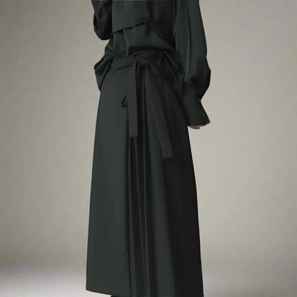 Timeless Flowing Pants -  skirt pants - Timeless Flowing Pants with Elegant Hakama Style - View 6