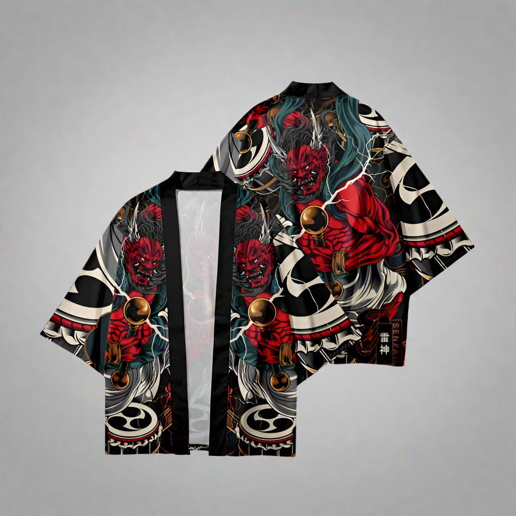 Traditional Japanese Warrior Haori -  floral - Red Samurai Haori - A Blend of Tradition and Style - View 3