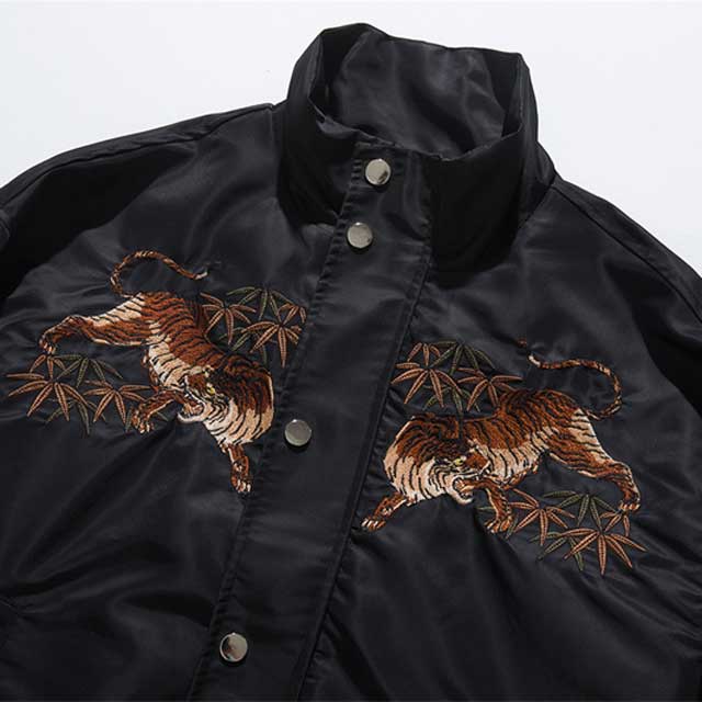 Travel-Inspired Bomber Jacket -  embroidered - Travel-Inspired Sukajan Bomber Jacket with Unique Design - View 3