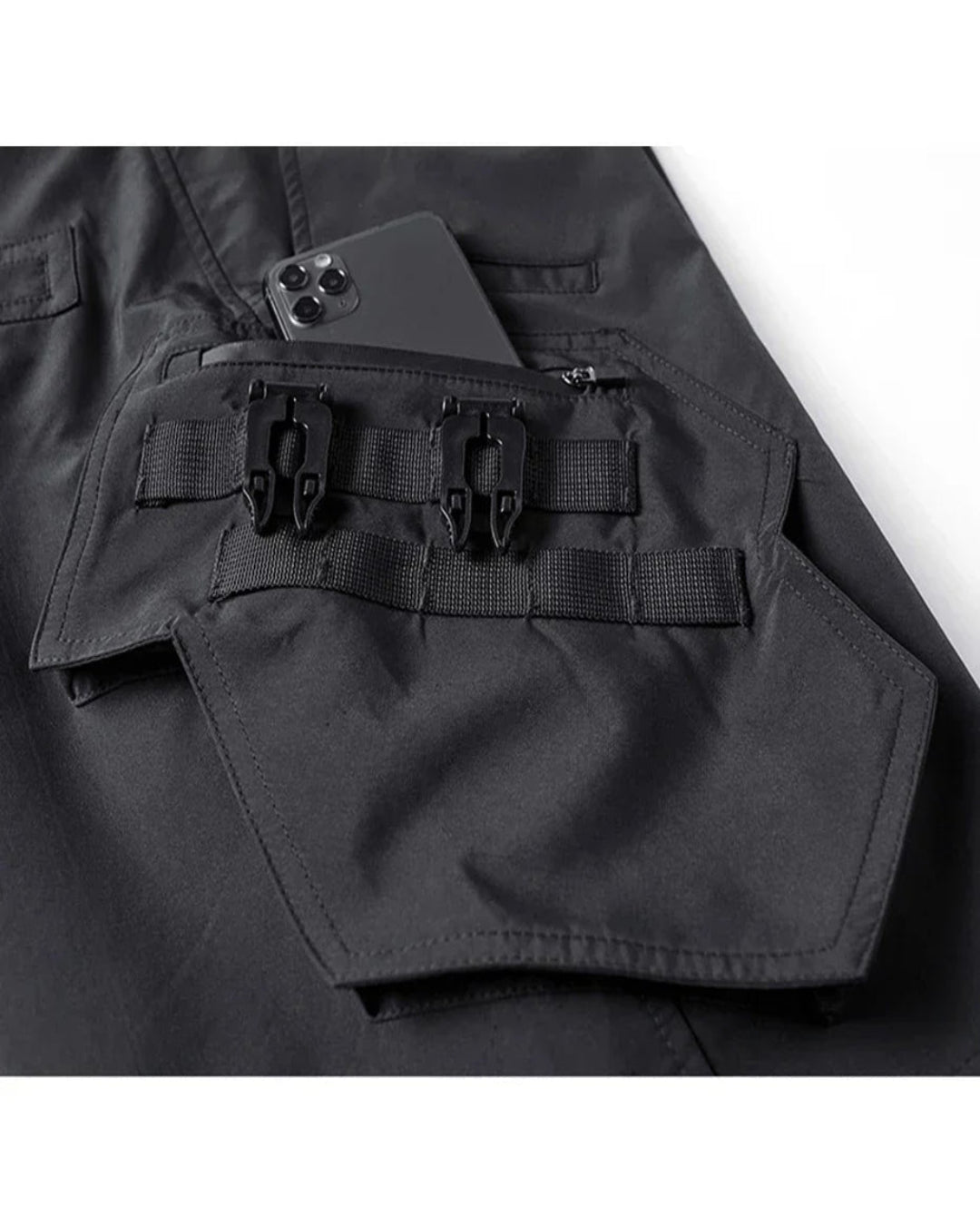 Trendy Black Cargo Shorts -  cargo shorts - Trendy Black Cargo Shorts for Urban Adventures - View 5