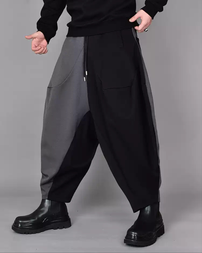 Trendy Colorblock Harem Pants -  black harem pants - Stylish Colorblock Harem Pants for Modern Looks - View 3