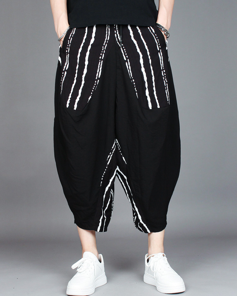 Trendy Colorblock Harem Pants - cotton polyester pants - Stylish Colorblock Harem Pants for Modern Looks - Main view