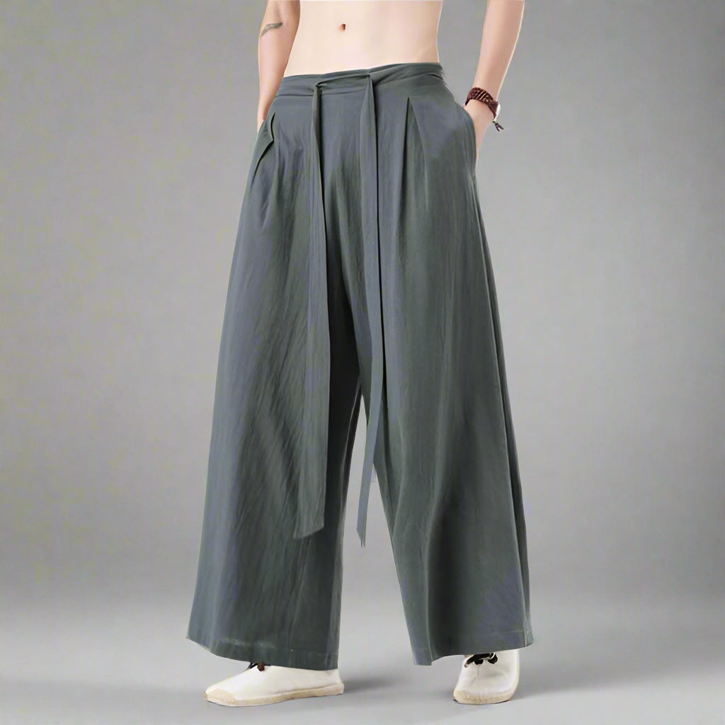 Trendy Hakama Style Pants -  adjustable waistband pants - Trendy Hakama Style Pants for Comfort and Style - View 3