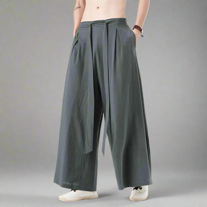 Trendy Hakama Style Pants -  adjustable waistband pants - Trendy Hakama Style Pants for Comfort and Style - View 3