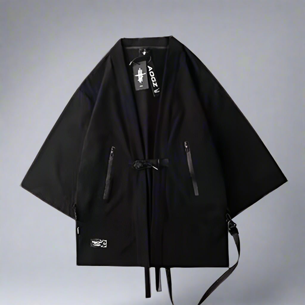 Trendy Haori Jacket Style -  layering jackets for streetwear - Trendy Black Haori Jacket for Urban Layering - View 5