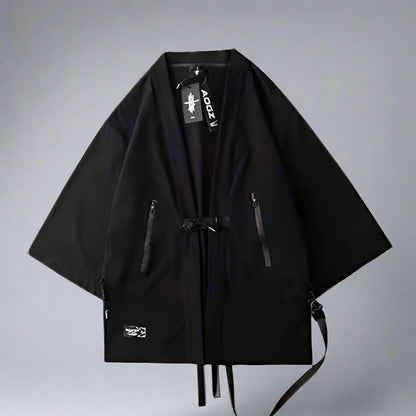 Trendy Haori Jacket Style -  layering jackets for streetwear - Trendy Black Haori Jacket for Urban Layering - View 5