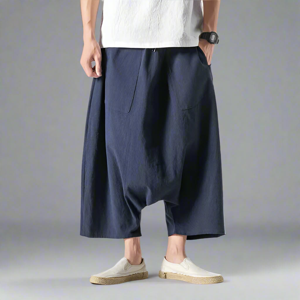 Trendy Japanese Harem Trousers -  calf-length hakama pants - Comfortable Japanese Harem Trousers in Diverse Sizes - View 3