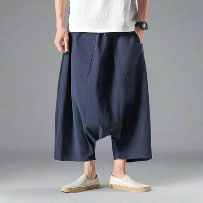 Trendy Japanese Harem Trousers -  calf-length hakama pants - Comfortable Japanese Harem Trousers in Diverse Sizes - View 3