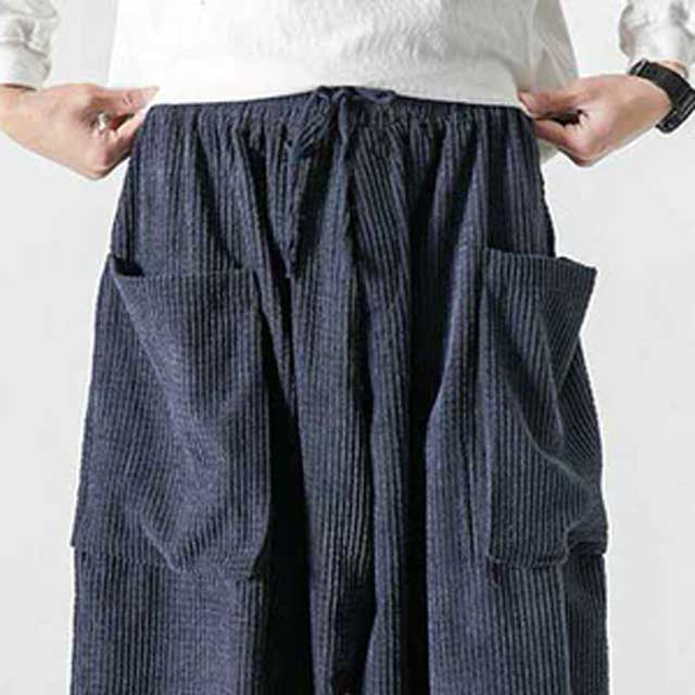 Trendy Japanese Utility Trousers -  corduroy cotton pants - Trendy Japanese Cargo Pants with Ample Storage - View 11