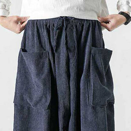 Trendy Japanese Utility Trousers -  corduroy cotton pants - Trendy Japanese Cargo Pants with Ample Storage - View 11