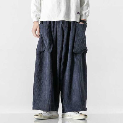 Trendy Japanese Utility Trousers -  corduroy cotton pants - Trendy Japanese Cargo Pants with Ample Storage - View 4