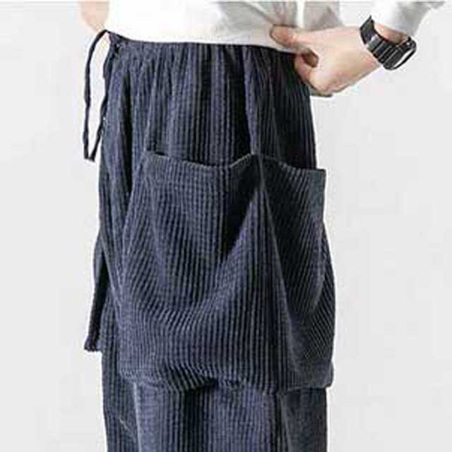 Trendy Japanese Utility Trousers -  hakama style - Trendy Japanese Cargo Pants with Ample Storage - View 12