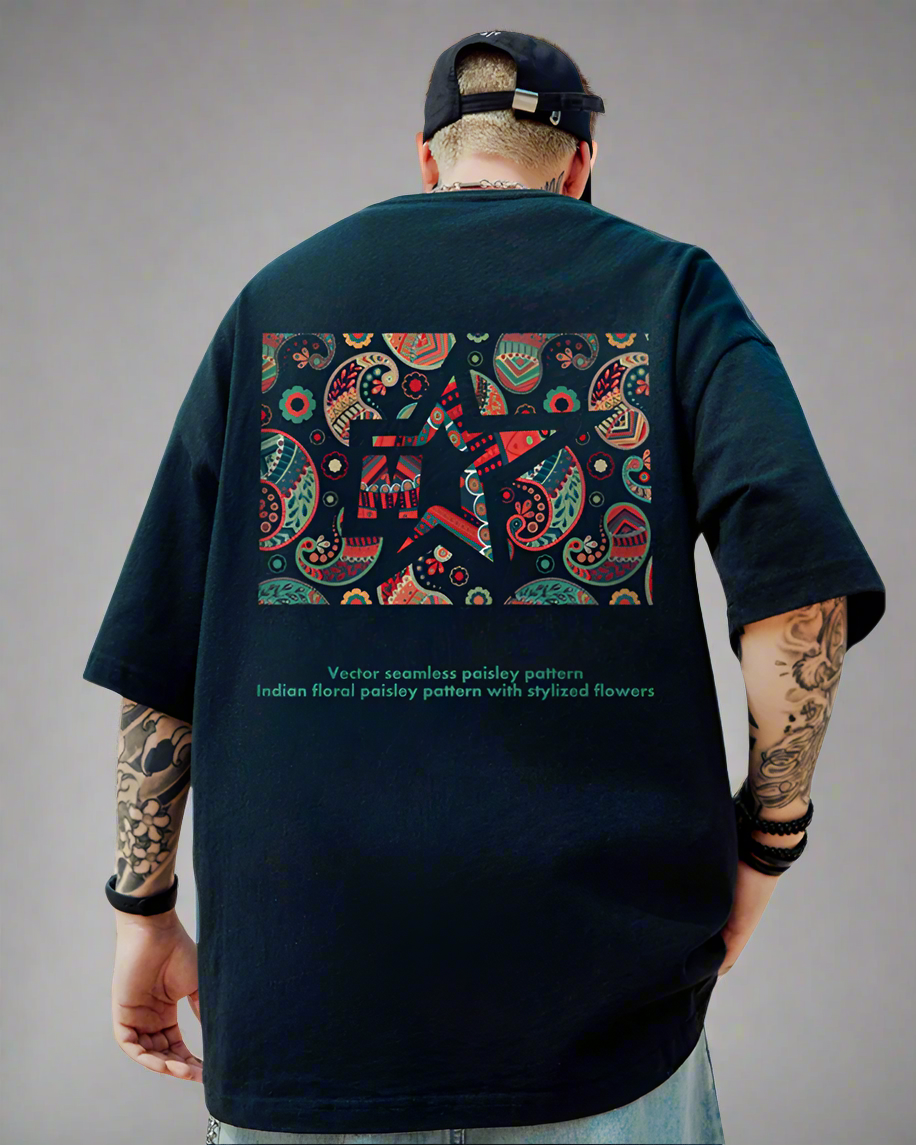 Trendy Paisley Oversized Tee - oversized tee - Trendy Oversized Paisley T-Shirt for Effortless Style - Main view