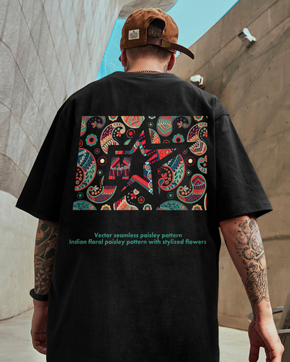 Trendy Paisley Oversized Tee -  paisley - Trendy Oversized Paisley T-Shirt for Effortless Style - View 6