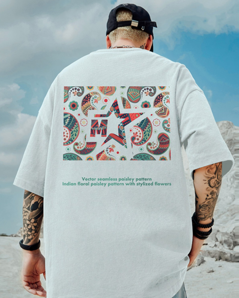 Trendy Paisley Oversized Tee - streetwear fashion - Trendy Oversized Paisley T-Shirt for Effortless Style - View 2