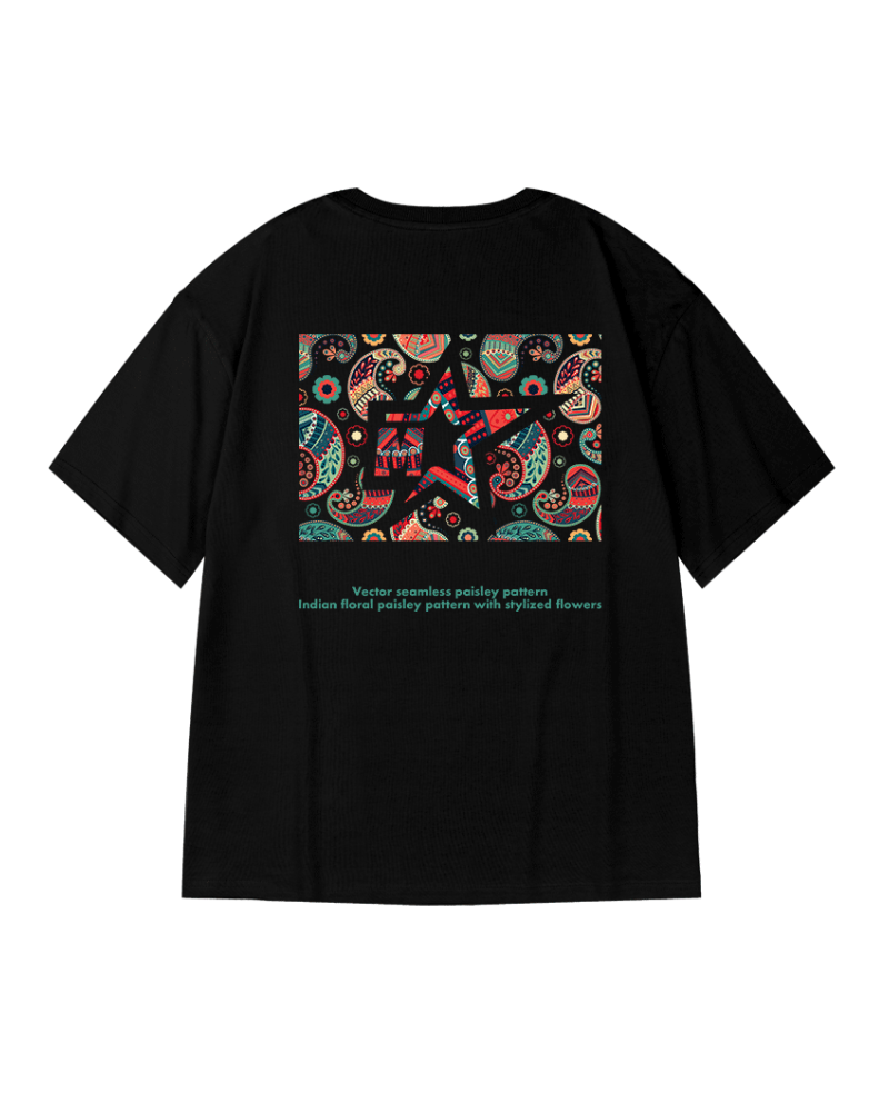 Trendy Paisley Oversized Tee -  urban style - Trendy Oversized Paisley T-Shirt for Effortless Style - View 8