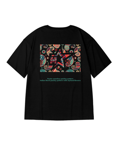 Trendy Paisley Oversized Tee -  urban style - Trendy Oversized Paisley T-Shirt for Effortless Style - View 8