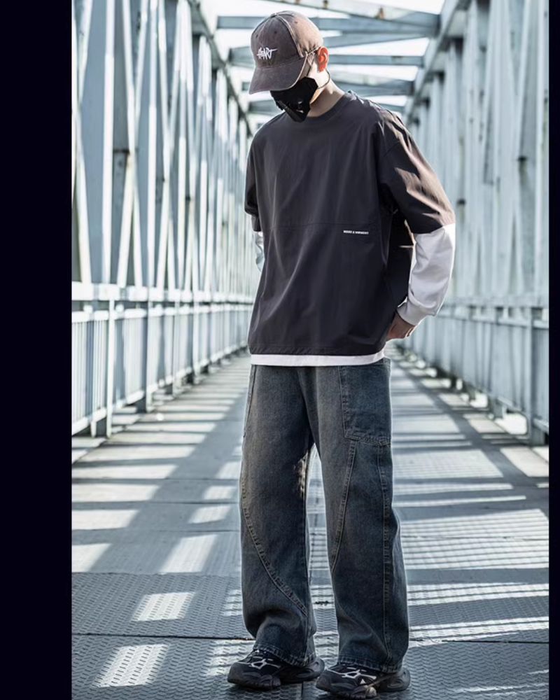 Trendy Paneled Straight Jeans -  casual pants - Trendy Paneled Straight Jeans with Cargo Pockets - View 5