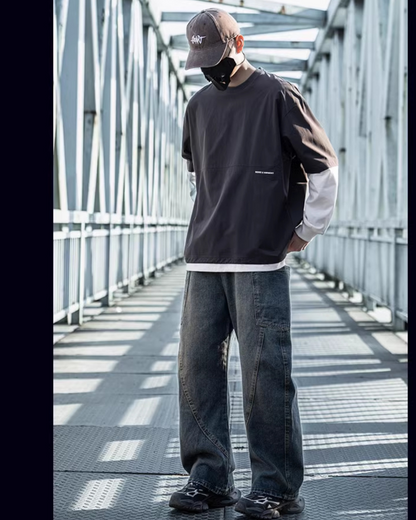 Trendy Paneled Straight Jeans -  casual pants - Trendy Paneled Straight Jeans with Cargo Pockets - View 5