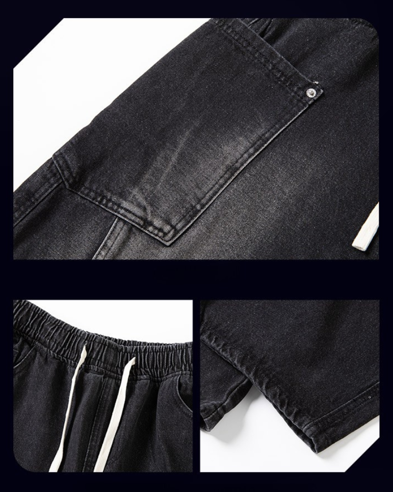 Trendy Paneled Straight Jeans - straight jeans - Trendy Paneled Straight Jeans with Cargo Pockets - View 9