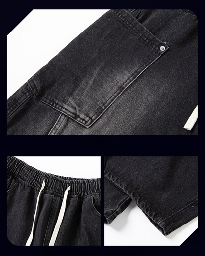 Trendy Paneled Straight Jeans - straight jeans - Trendy Paneled Straight Jeans with Cargo Pockets - View 9