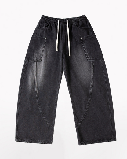 Trendy Paneled Straight Jeans -  trendy jeans - Trendy Paneled Straight Jeans with Cargo Pockets - View 7