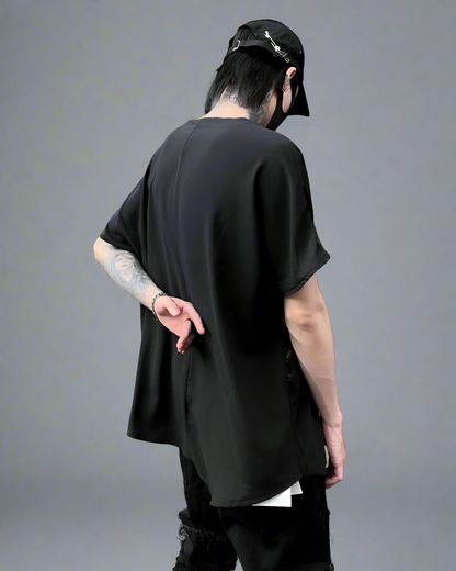 Trendy Patchwork Hem Tee - techwear - Trendy Patchwork Hem Tee for Urban Techwear Style - View 2