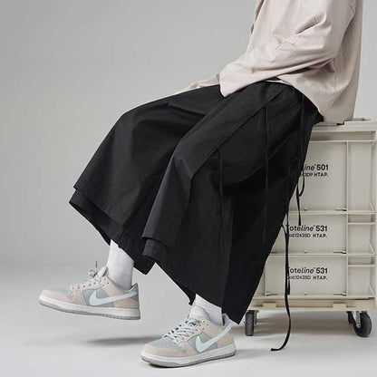 Trendy Relaxed Hakama Trousers -  elastic waist - Trendy Relaxed Hakama Trousers for Everyday Wear - View 6