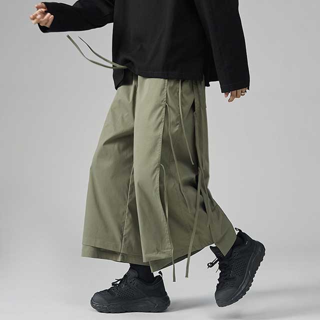 Trendy Relaxed Hakama Trousers - hakama trousers - Trendy Relaxed Hakama Trousers for Everyday Wear - Main view