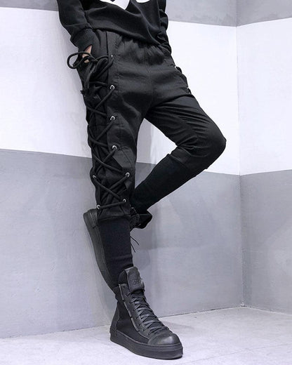 Trendy Side-Draw Jogger Pants -  black joggers - Trendy Jogger Pants with Adjustable Side Drawstrings - View 4