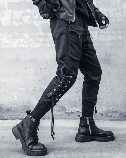 Trendy Slim Fit Cargo Pants - stylish cargo pants - Trendy Slim Fit Cargo Pants in Classic Black - View 3