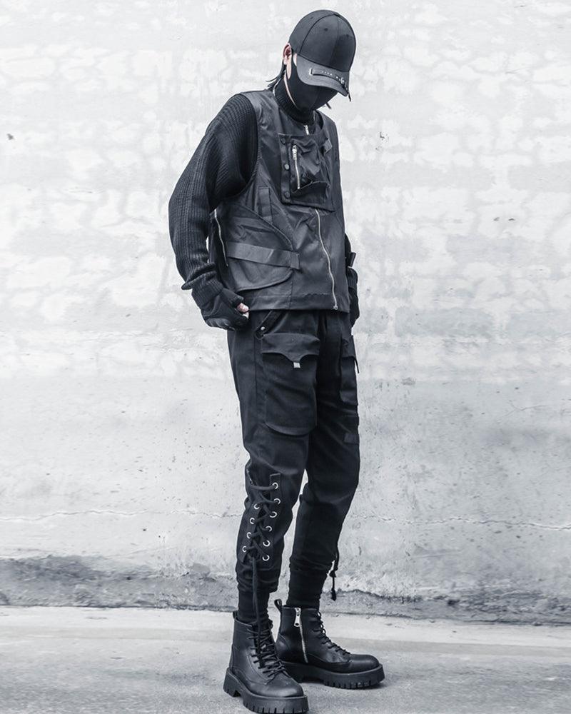 Trendy Slim Fit Cargo Pants -  techwear - Trendy Slim Fit Cargo Pants in Classic Black - View 7