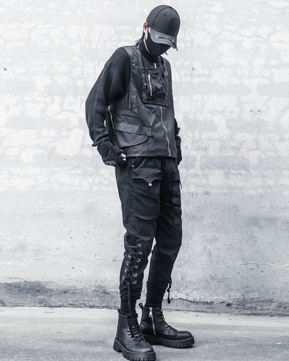 Trendy Slim Fit Cargo Pants -  techwear - Trendy Slim Fit Cargo Pants in Classic Black - View 7