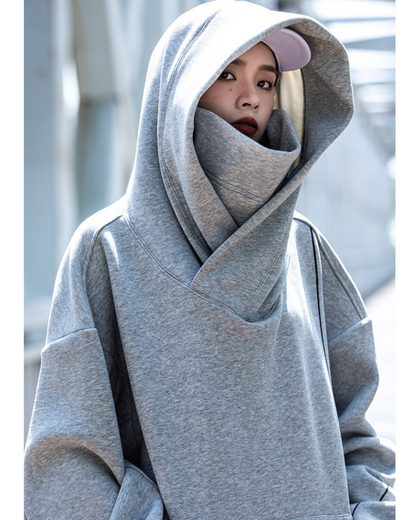 Trendy Turtleneck Hoodie for All - urban techwear hoodie - Trendy Turtleneck Hoodie for Everyday Style - View 9
