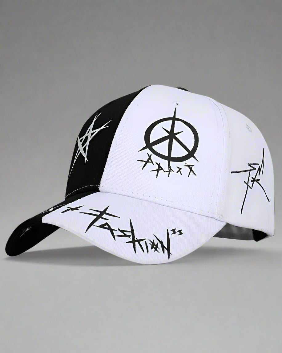 Trendy Two-Tone Cap - cute and edgy cap - Trendy Two-Tone Cap with Unique Bunny Design - Main view