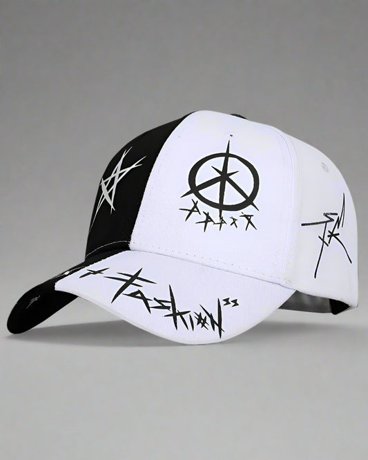 Trendy Two-Tone Cap - cute and edgy cap - Trendy Two-Tone Cap with Unique Bunny Design - Main view