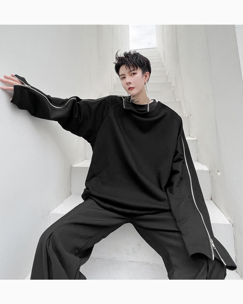 Trendy Zip-Up Street  Sweatshirt -  casual outings - Trendy Zip-Up Street Sweatshirt for Casual Style - View 3