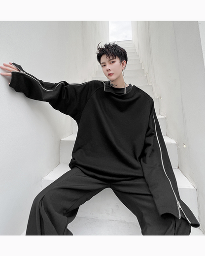 Trendy Zip-Up Street  Sweatshirt -  casual outings - Trendy Zip-Up Street Sweatshirt for Casual Style - View 3