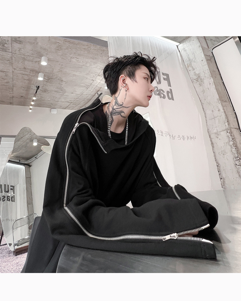 Trendy Zip-Up Street  Sweatshirt -  casual style - Trendy Zip-Up Street Sweatshirt for Casual Style - View 4