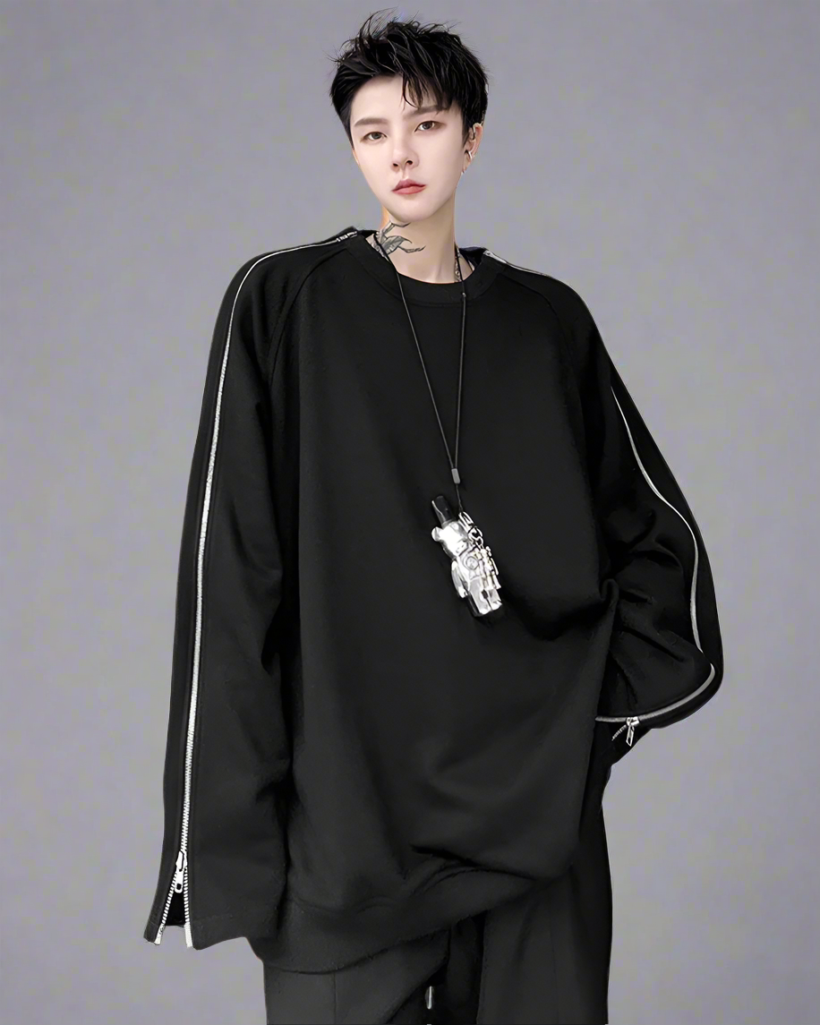 Trendy Zip-Up Street  Sweatshirt - versatile sweatshirt - Trendy Zip-Up Street Sweatshirt for Casual Style - Main view