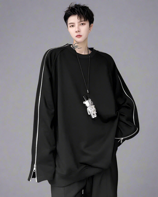 Trendy Zip-Up Street  Sweatshirt - versatile sweatshirt - Trendy Zip-Up Street Sweatshirt for Casual Style - Main view