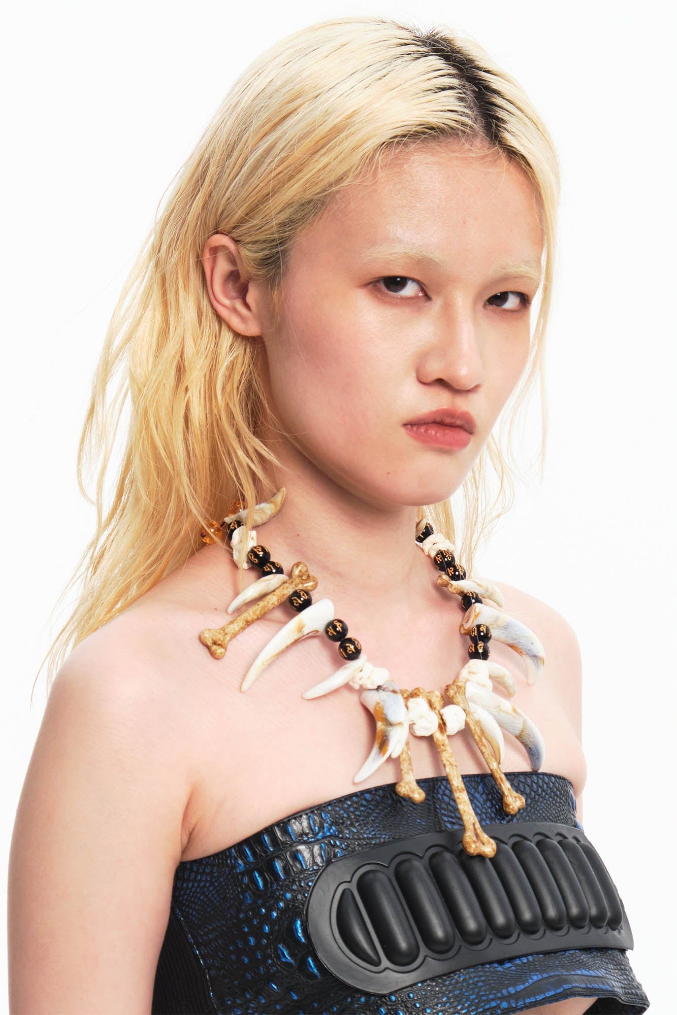 Tribal Adjustable Bone & Tooth Necklace -  exotic charm necklace - Tribal Adjustable Bone & Tooth Necklace for Unique Style - View 5