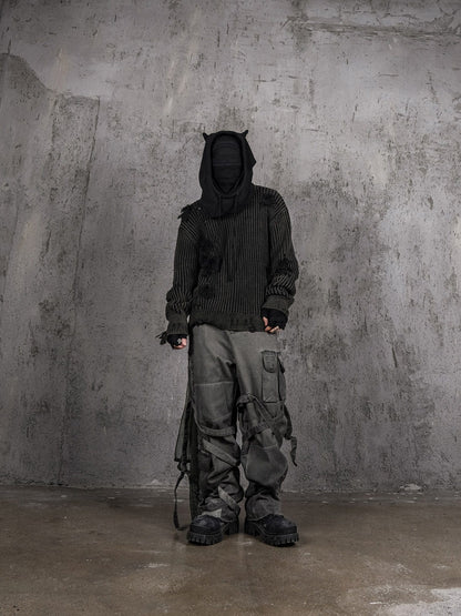 Underwater Demon Balaclava Hood - adjustable fit balaclava - Striking Underwater Demon Balaclava Hood with Horns - View 15