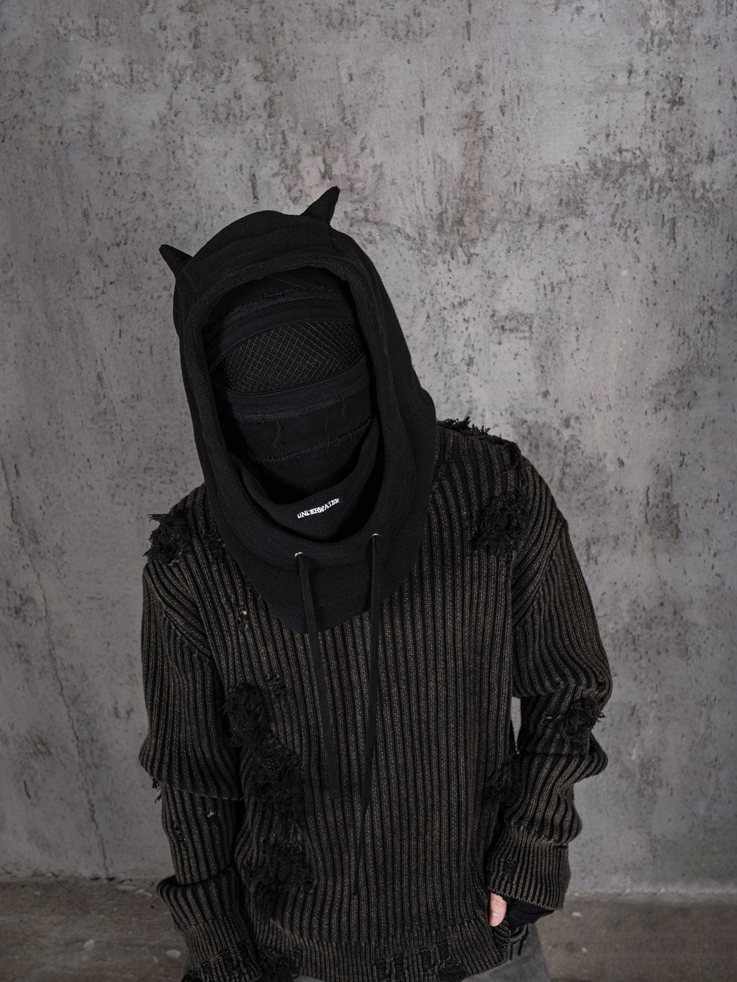 Underwater Demon Balaclava Hood -  hats with horns - Striking Underwater Demon Balaclava Hood with Horns - View 11