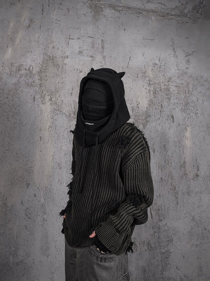 Underwater Demon Balaclava Hood -  skin-friendly balaclava - Striking Underwater Demon Balaclava Hood with Horns - View 12