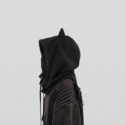 Underwater Demon Balaclava Hood - winter techwear - Striking Underwater Demon Balaclava Hood with Horns - View 3