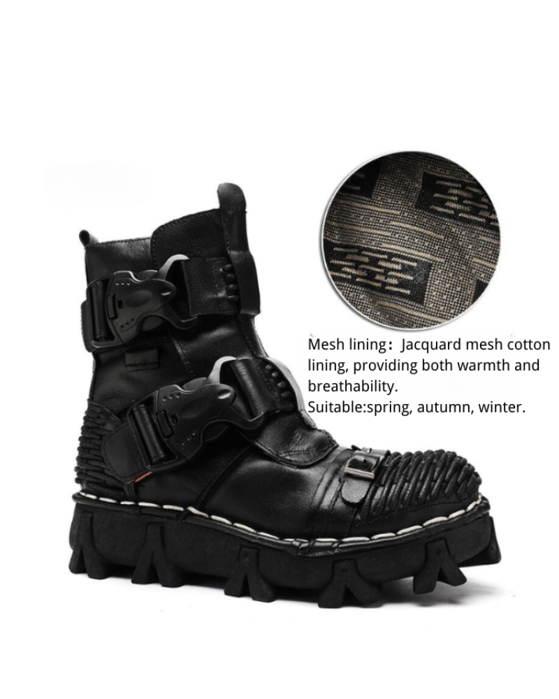 Unisex Buckle Techwear Motorcycle Boots -  combat boots - Unisex Buckle Techwear Motorcycle Boots for Adventurers - View 11
